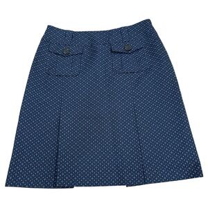 Pendleton Jacquard Geometric Navy Dot Check 
 Box Pleat Pockets A-line 14 NEW